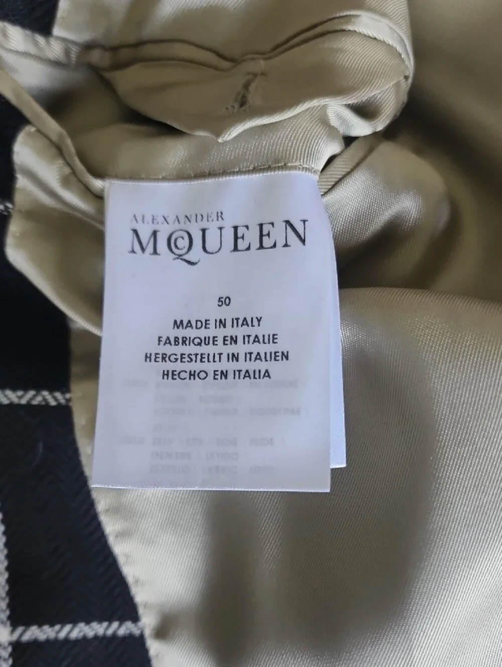 Alexander McQueen Black Windowpane Blazer with White Grid